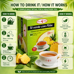 Pineapple Green Tea 20 Boxes Pack | 400 Total Tea Bags | Natural Green Tea with