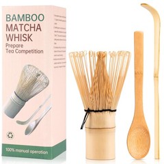 3Pcs Ceremonial Grade Matcha Whisk Set with Bamboo Matcha Whisk, Scoop & Spoo…