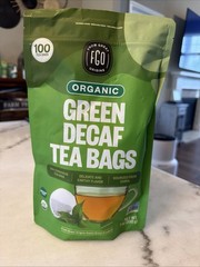 FGO Organic Green Decaf Tea, 100 Count, Eco-Conscious 100 Count 08/2028 New