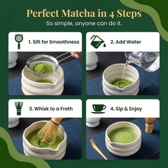 Matcha Whisk Set with Bowl, Frother, Spoon, Sifter, Scoop, Stand – Complete Kit