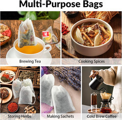 300 Pcs Disposable Tea Bags for Loose Leaf Tea, Food-Grade Tea Filter Sachets