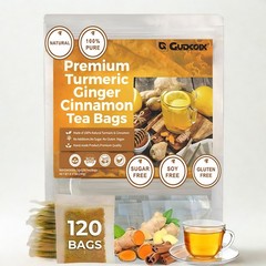 120 Premium Turmeric Ginger Cinnamon Tea Bags, 100% Natural &No Additive Support
