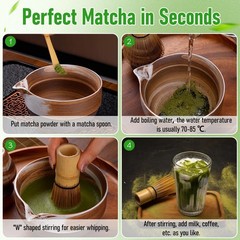 3Pcs Ceremonial Grade Matcha Whisk Set with Bamboo Matcha Whisk, Scoop & Spoo…