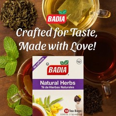 Badia Natural Herbs Tea, 10 Tea Bags – Herbal Blend for Brewing 10