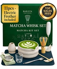 Matcha Whisk Set with Bowl, Frother, Spoon, Sifter, Scoop, Stand – Complete Kit
