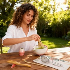 8 Pack Matcha Whisk Set, Japanese Matcha Tea Set, Ceramic Mixing Bowl with Sp…