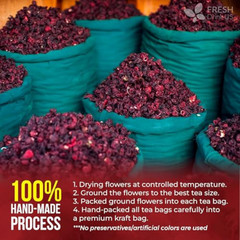 Premium 140 Hibiscus Flowers Tea Bags, 100% Natural, Handmade & Pure from Hibi