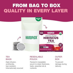 HANDPICK, Organic Hibiscus Tea Bags (100 Tea Bags) | Caffeine-Free, 100% Natural