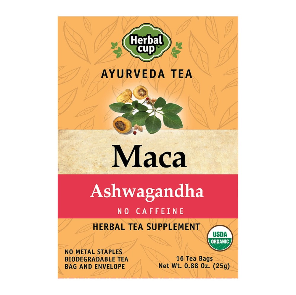 Herbal Cup Ayurveda Maca Tea, Organic Ashwagandha, No 16 Count (Pack of 1)