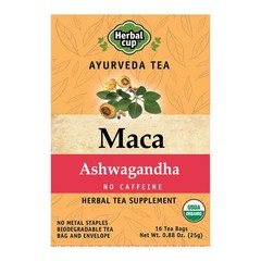 Herbal Cup Ayurveda Maca Tea, Organic Ashwagandha, No 16 Count (Pack of 1)