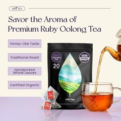 PiPi Tea Organic Oolong Tea Bags – Whole Leaf, 20 Bags (4g Each)-Weight Loss