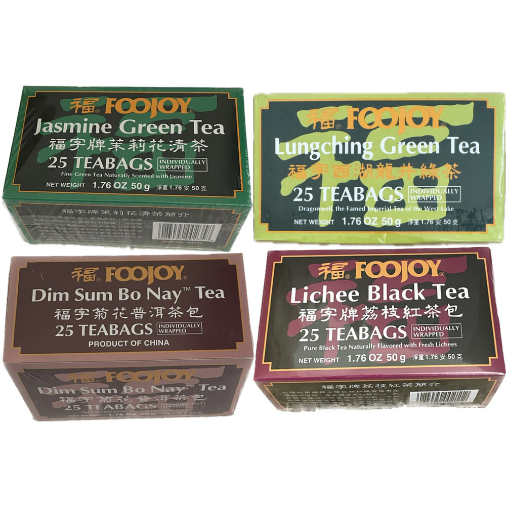 1.76oz Foojoy Tea – 25 Individually Wrapped Teabags – Choose Flavor