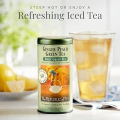 The Republic of Tea – Ginger Peach Green Tea, 50 Tea Bags, Tin Assorted Sizes