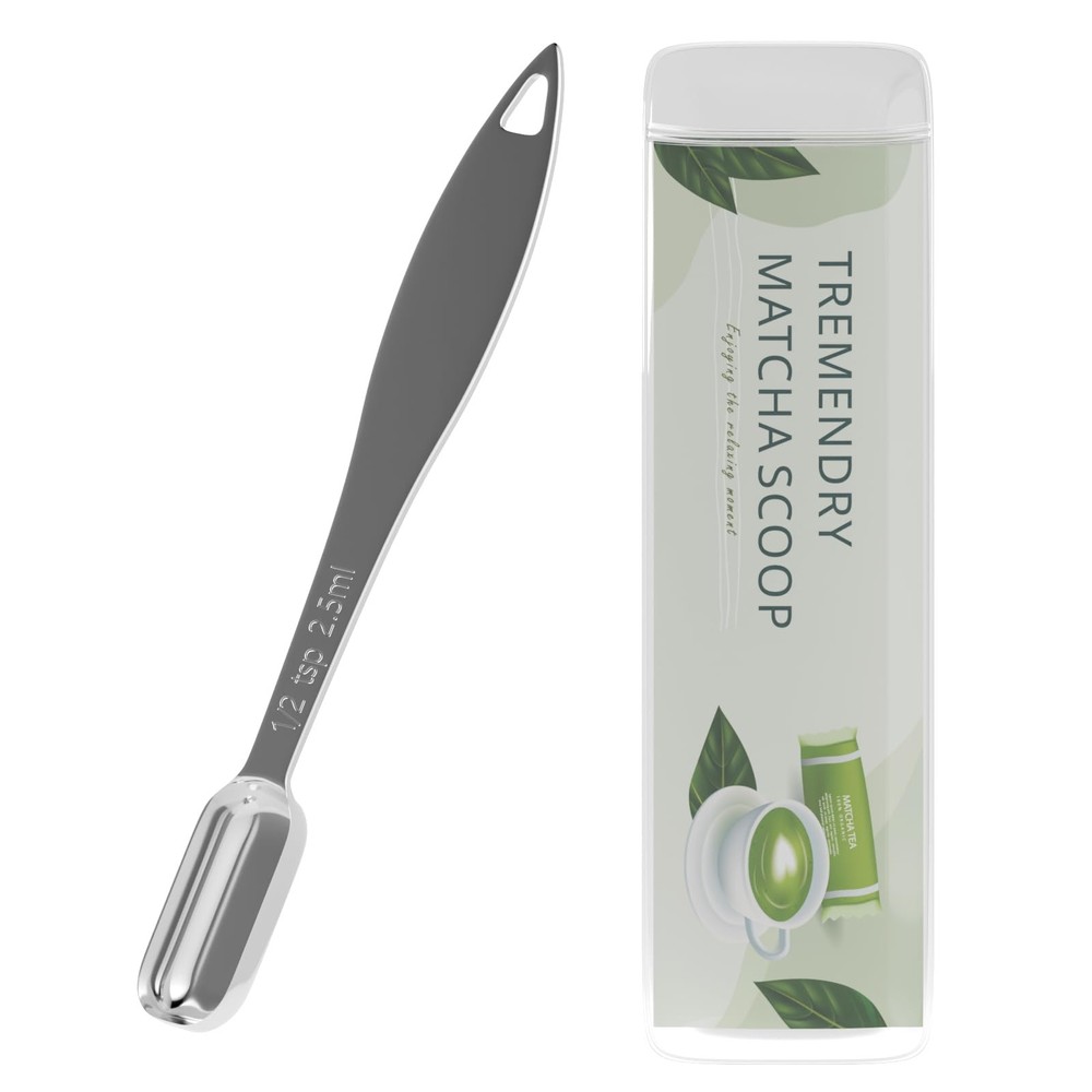 TREMENDRY 1g (1/2tsp|2.5ml) Matcha Scoop, Stainless Steel 1g(2.5ml), Silver