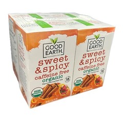NEW – Lot 4 Boxes Good Earth Sweet & Spicy Caffeine Free Organic TEA (72 Total)