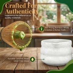 Matcha Whisk Set with Bowl, Frother, Spoon, Sifter, Scoop, Stand – Complete Kit