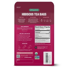 Organic Hibiscus Tea, 100 Count, Eco-Conscious Tea Bags, Caffeine Free, Packa…