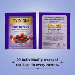 Twinings Herbal Wild Berries Bagged Tea, 20 Count