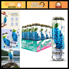 Blueberry White Tea – 22 Fl Oz Big Can (Pack of 12) – Refreshing Iced Beverage