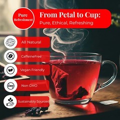 75 Hibiscus Tea Bags, Pure Dried Hibiscus Flower Tea, Te De Hibisco, Herbal Tea