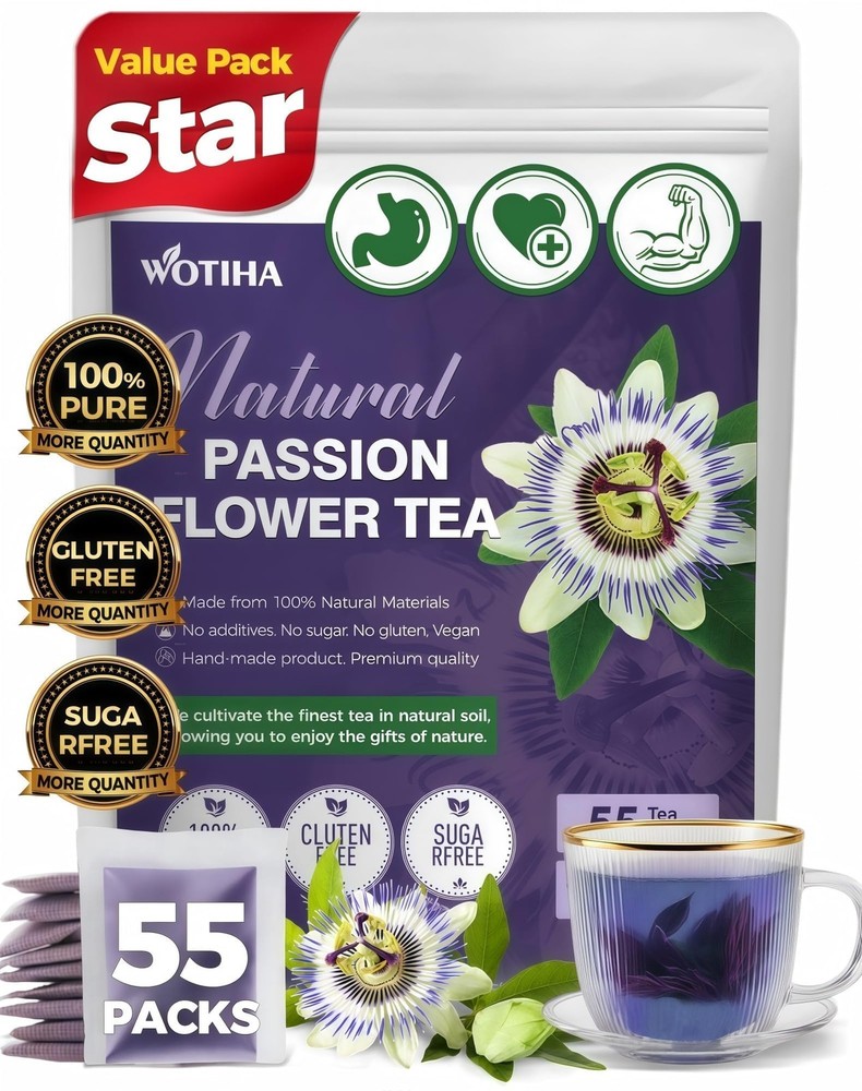 55 Count Premium Passion Flower Tea Bags 100% Natural & Pure, Supports Relax…