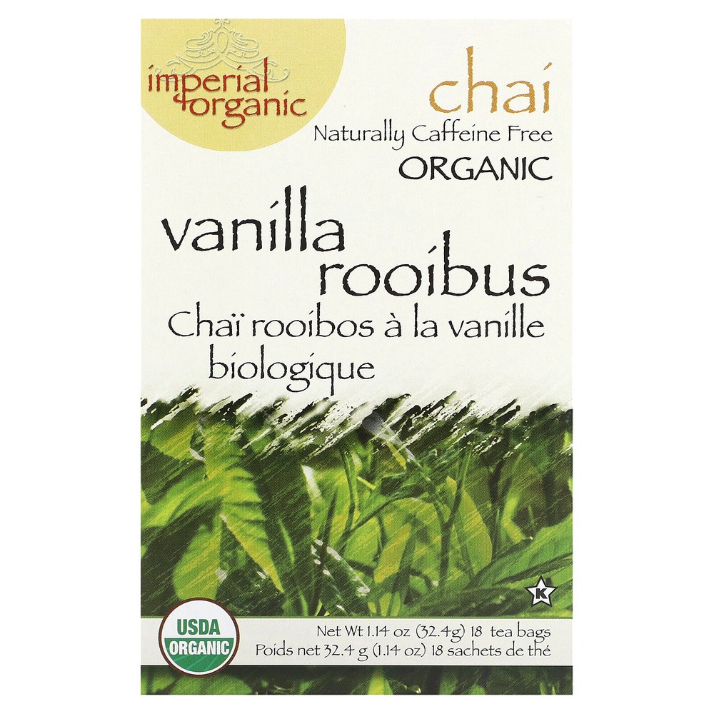Imperial Organic Vanilla Rooibos Chai, Caffeine Free, 18 Tea Bags, 1.14 oz (32.4
