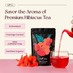 PiPi Tea Organic Hibiscus Tea Bags – Caffeine Free Herbal Tea Rich in Antioxi…