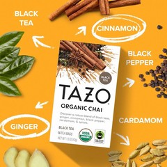 TAZO Organic Chai Black Tea Bags Chai Tea 96 Total Tea Bags 16ct – Pack of 6