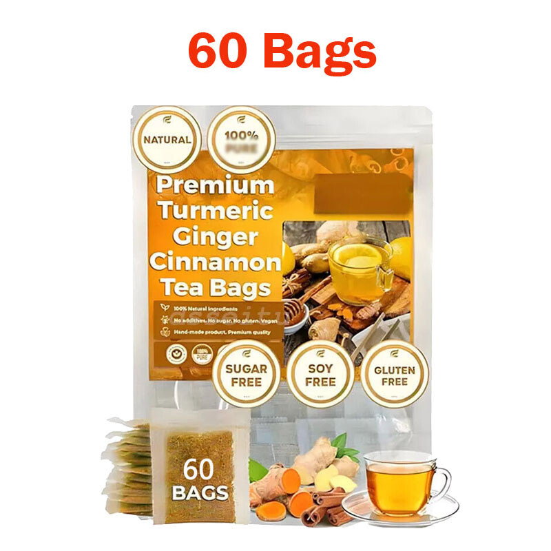 60-300 Turmeric,Ginger,Cinnamon Tea Bags,100% Natural,No Additives,Caffeine Free