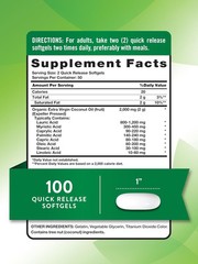 Nature’s Truth Coconut Oil Supplement | 100 Softgels | Naturally Occurring…