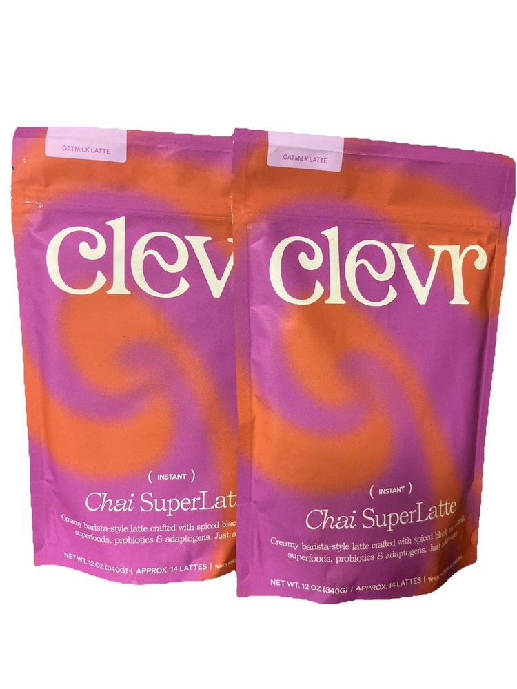 2x Clevr Blends Chai SuperLatte – Instant Oat Milk Latte with Probiotics – 12 oz
