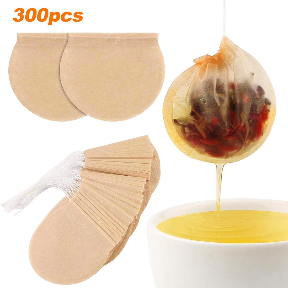 300 PCS Disposable Empty Tea Bags Drawstring Seal Teabags for Loose Leaf Filter