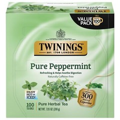 Twinings Pure Peppermint Herbal Tea 100 Individually Wrapped Bags Caffeine Free