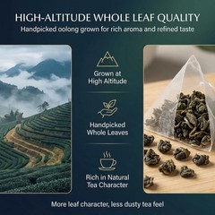 Pipi Tea, Pipi Oolong Tea Bags – Organic Whole Leaf Oolong – 20 Bags (5g Each) –