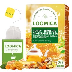 LOOMICA Honey Turmeric Ginger Green Tea, Naturally Caffeinated, Smooth Green Tea