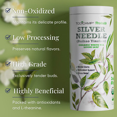 TODICAMP White Tea Organic Silver Needle Tea – 3 Oz