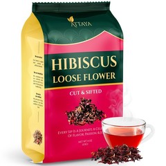 Natural Hibiscus Loose Flowers, Cut & Sifted 4oz | 100% Pure, Dried, Caffeine…