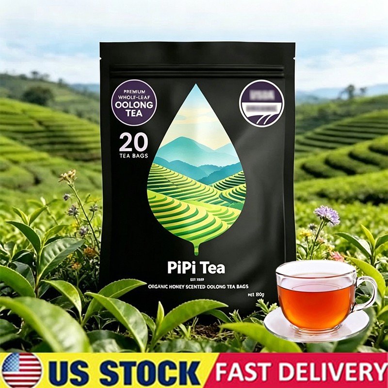PiPi Tea Organic Oolong Tea Bags – Whole Leaf, 20 Bags (4g Each) – Cortisol & Ca