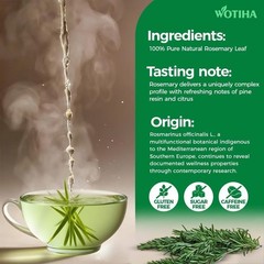 60 Count Premium Rosemary Leaf Tea Bags – 100% Pure Natural Rosemary Leaves