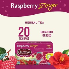 Delicious Raspberry Zinger Herbal Tea – 20 Tea Bags, Naturally Caffeine Free