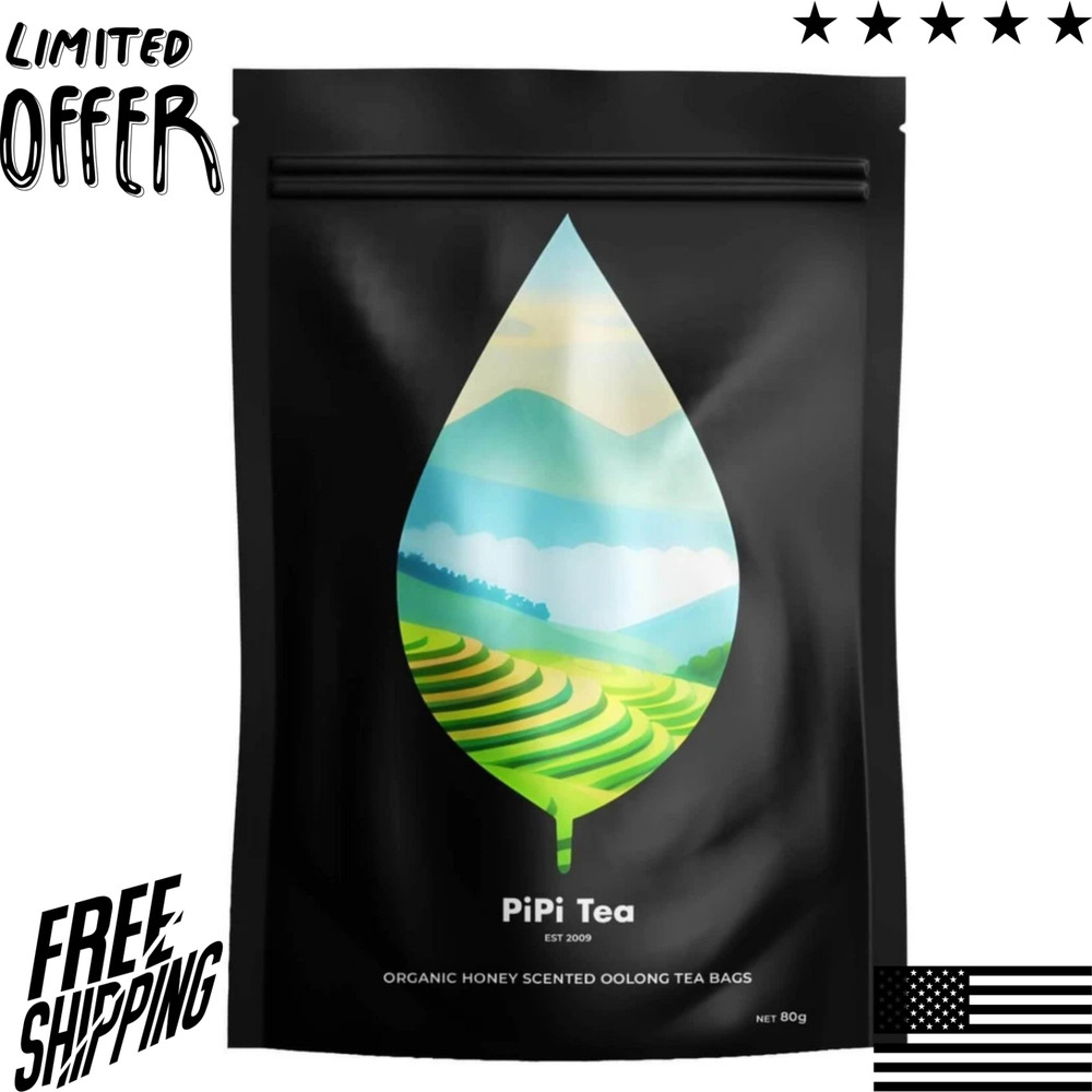 PiPi Tea Organic Oolong Tea Bags – Whole Leaf, 20 Bags (4g Each) – Cortisol & Ca