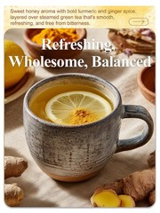 LOOMICA Honey Turmeric Ginger Green Tea, Naturally Caffeinated, Smooth Green Tea