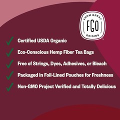 Organic Hibiscus Tea, 100 Count, Eco-Conscious Tea Bags, Caffeine Free, Packa…