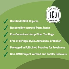 Organic Japanese Matcha + Green Tea, 100 Count, EcoConscious Tea Bags, Reseal…