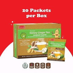 Pocas Honey Ginger Instant Tea Powder, Soursop Flavor, Real Ginger Extract & Hon
