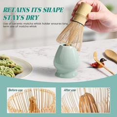Matcha Whisk Set: Matcha Set with Bamboo Matcha Whisk and Ceramic Holder,Bamb…