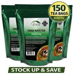 Yerba Mate Tea Bags 150 Count (3-Pack) | Herbal Energy Tea | Bulk Value Zokiva