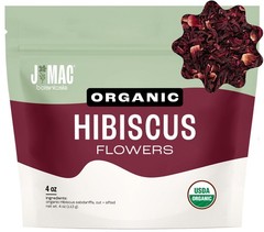 J Mac Botanicals, Organic Hibiscus Flower 4 ounce, Hibiscus tea, cut & sifted…
