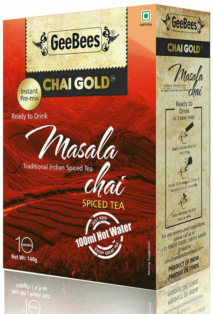 Geebees Chai Gold Instant Premix Masala Tea Sweetened – 140 Grams
