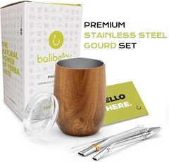 5 pcs large Yerba Mate Cup and Bombilla Kit, Includes one 8 oz Yerba Mate Gou…